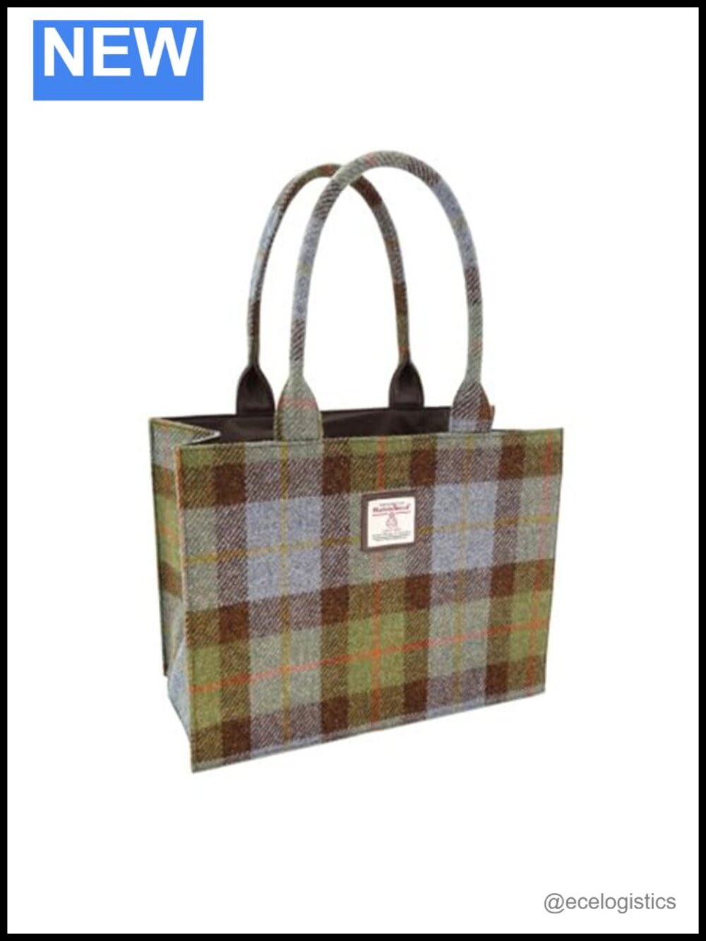 Genuine Harris Tweed Large Tote Handbag with Vegan Leather Trim